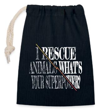 animals animal rescue birthday funny quote - Closable cotton gift bag (14x20cm) - navy - Front
