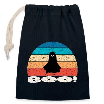 Retro vintage Sunset Halloween Ghost - Verschließbarer Geschenkbeutel aus Baumwolle (14x20cm) - Navy - Vorne
