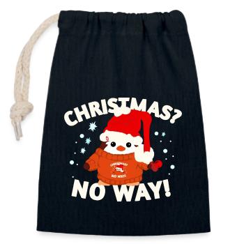 Drôle de pingouin de Noël - Sac cadeau en coton avec cordon (14 x 20 cm) - bleu marine - Devant