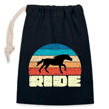 Vintage Sunset with Black Horse - Closable cotton gift bag (14x20cm) - navy - Front