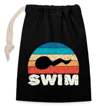 Vintage retro Sonnenuntergang - Schwimmer - Verschließbarer Geschenkbeutel aus Baumwolle (14x20cm) - Schwarz - Vorne