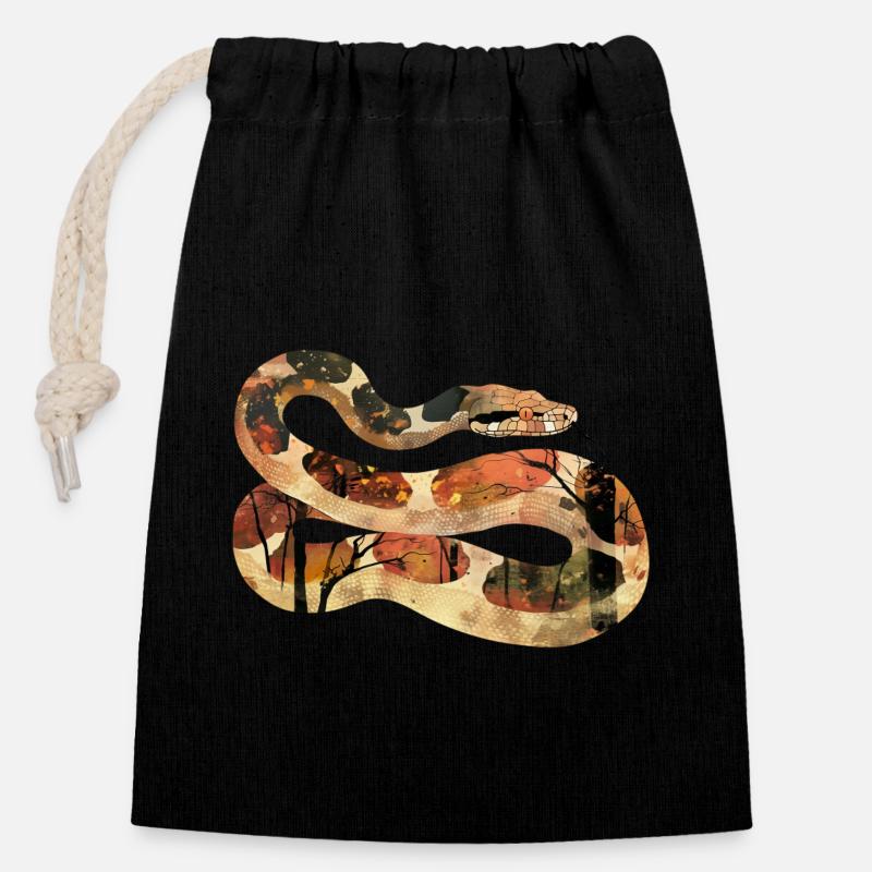 Boa constrictor - Closable cotton gift bag (14x20cm) - black