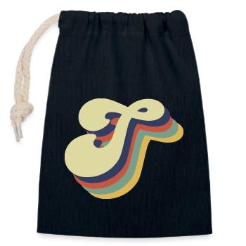 Retro Letter T - Closable cotton gift bag (14x20cm) - navy - Front