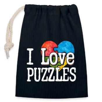 I Love Puzzles Piece Jigsaw Puzzle - Verschließbarer Geschenkbeutel aus Baumwolle (14x20cm) - Navy - Vorne