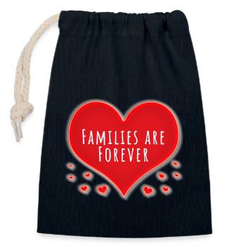 Families are forever heart - Closable cotton gift bag (14x20cm) - navy - Front