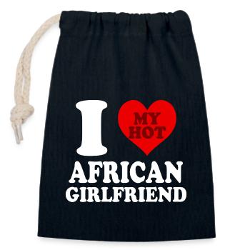 I Love My African Girlfriend Funny Relationship - Closable cotton gift bag (14x20cm) - navy - Front