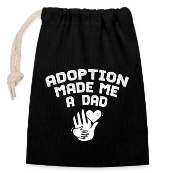Adoption Made Me A Dad Family Stepfather - Closable cotton gift bag (14x20cm) - black - Front
