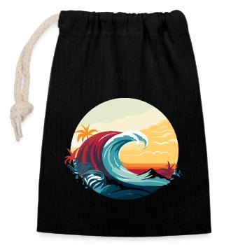 Surf Wave - Closable cotton gift bag (14x20cm) - black - Front