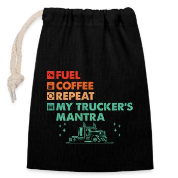 Trucker Driving Dad Trucker Father Truck Driver - Closable cotton gift bag (14x20cm) - black - Front
