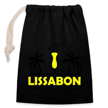 Lisbon - Closable cotton gift bag (14x20cm) - black - Front