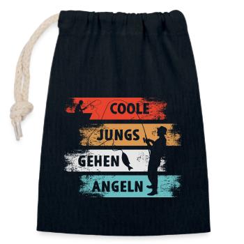 Cool Guys Go Fishing Angler - Closable cotton gift bag (14x20cm) - navy - Front