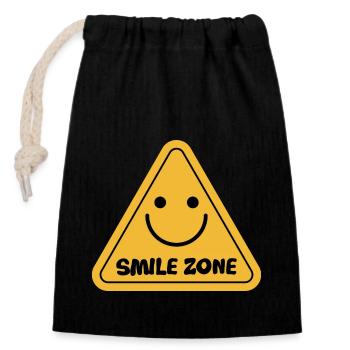 Smile Zone Happy Yellow Ästhetischer Sommersonnenschein - Verschließbarer Geschenkbeutel aus Baumwolle (14x20cm) - Schwarz - Vorne