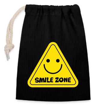 Smile Zone Happy Yellow Ästhetischer Sommersonnenschein - Verschließbarer Geschenkbeutel aus Baumwolle (14x20cm) - Schwarz - Vorne