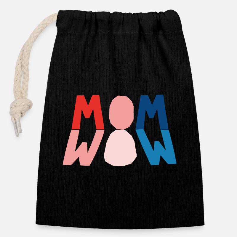 MOM=WOW - Sac cadeau en coton avec cordon (14 x 20 cm) - noir