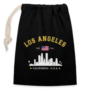 Los Angeles, Californie, Est 1781 - Sac cadeau en coton avec cordon (14 x 20 cm) - noir - Devant