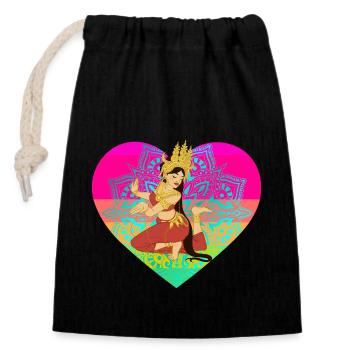Dancer Asia India Thailand Heart Holiday - Closable cotton gift bag (14x20cm) - black - Front