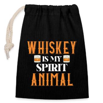 Whiskey Ist Mein Spirit Animal Erlebnis - Verschließbarer Geschenkbeutel aus Baumwolle (14x20cm) - Schwarz - Vorne