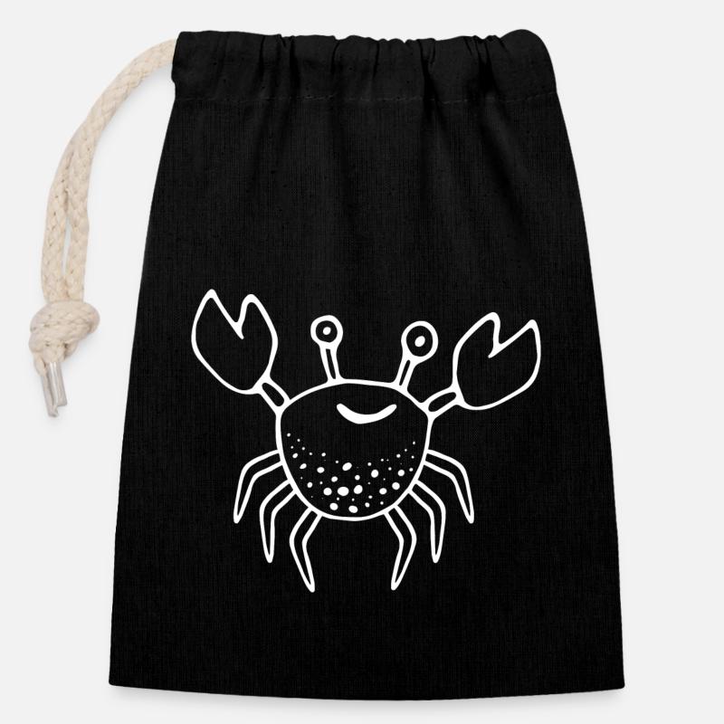 KREBS blanc - Sac cadeau en coton avec cordon (14 x 20 cm) - noir