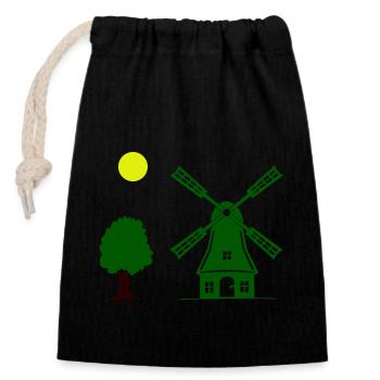 Arbre du moulin à vent - Sac cadeau en coton avec cordon (14 x 20 cm) - noir - Devant