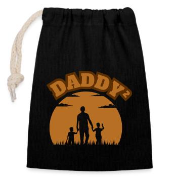 Fier Père Kid Garçon Marron - Sac cadeau en coton avec cordon (14 x 20 cm) - noir - Devant