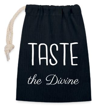 flavor combinations culinary pleasure statement - Closable cotton gift bag (14x20cm) - navy - Front