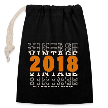 2018: Vintage - 6th Anniversary - Closable cotton gift bag (14x20cm) - black - Front
