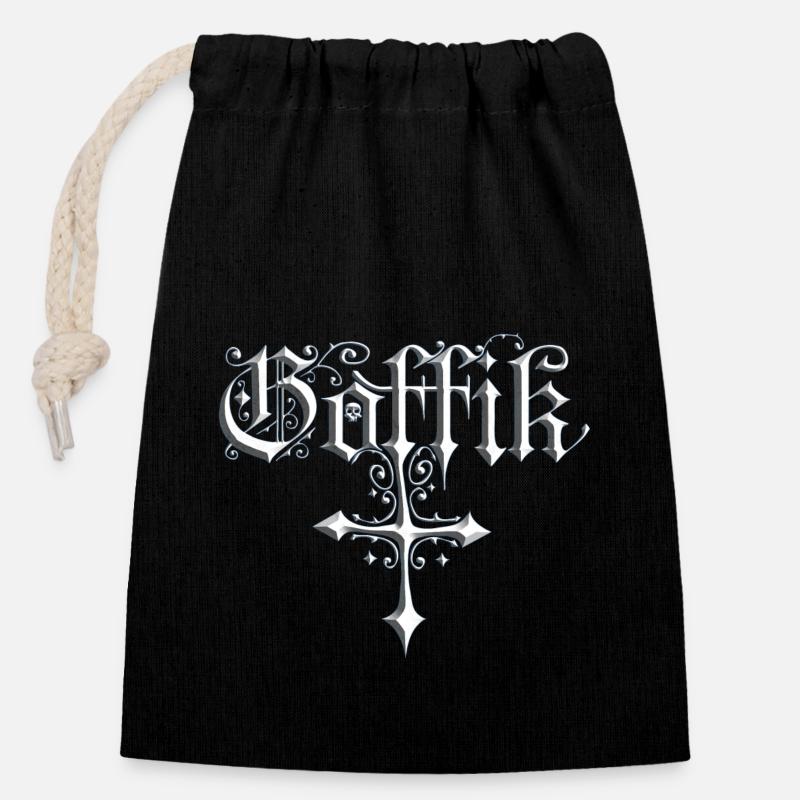 Goffik - Closable cotton gift bag (14x20cm) - black