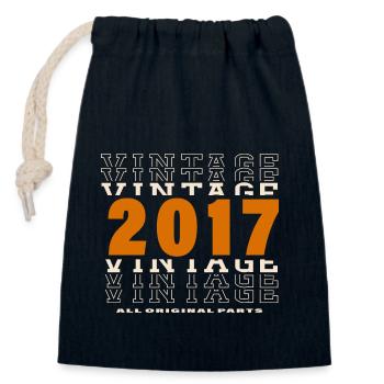 2017: Vintage - 7th Anniversary - Closable cotton gift bag (14x20cm) - navy - Front
