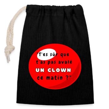 Expression drôle Nez de Clown - Sac cadeau en coton avec cordon (14 x 20 cm) - noir - Devant