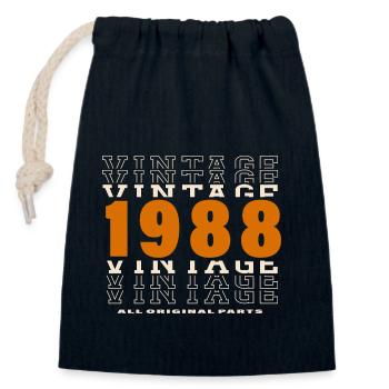 1988 : Vintage - 36e anniversaire - Sac cadeau en coton avec cordon (14 x 20 cm) - bleu marine - Devant