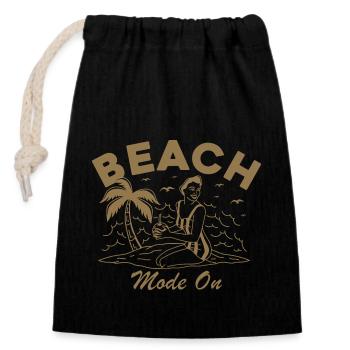 Mode plage activé - Sac cadeau en coton avec cordon (14 x 20 cm) - noir - Devant