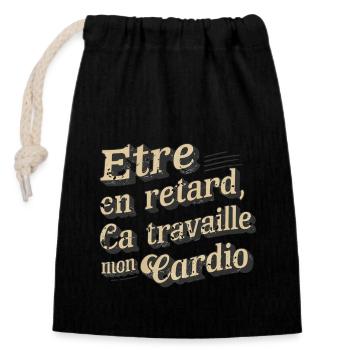 Spätes Cardio - Sport Humor - Verschließbarer Geschenkbeutel aus Baumwolle (14x20cm) - Schwarz - Vorne