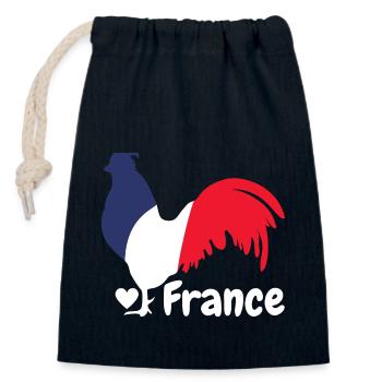Coq français bleu blanc rouge - Sac cadeau en coton avec cordon (14 x 20 cm) - bleu marine - Devant