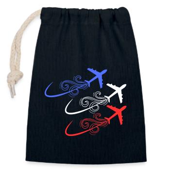 Patrouille de France avions bleu blanc rouge - Sac cadeau en coton avec cordon (14 x 20 cm) - bleu marine - Devant