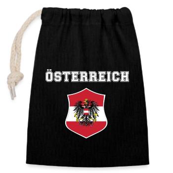 Sports Austria Coat of Arms , European Championship - Closable cotton gift bag (14x20cm) - black - Front