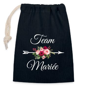 Team The Bride Arrow Flower Bouquet - Closable cotton gift bag (14x20cm) - navy - Front