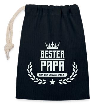 Meilleur papa du monde - Sac cadeau en coton avec cordon (14 x 20 cm) - bleu marine - Devant