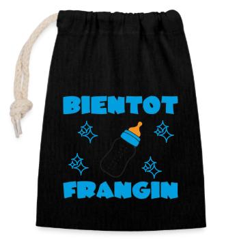 BIENTOT FRANGIN - Sac cadeau en coton avec cordon (14 x 20 cm) - noir - Devant