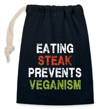 Steak essen verhindert Veganismus - Verschließbarer Geschenkbeutel aus Baumwolle (14x20cm) - Navy - Vorne