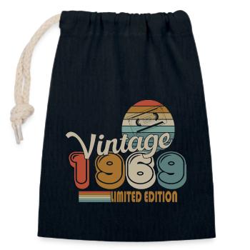 1969 - Closable cotton gift bag (14x20cm) - navy - Front