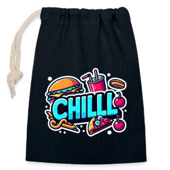 Chill Aufkleber - Verschließbarer Geschenkbeutel aus Baumwolle (14x20cm) - Navy - Vorne