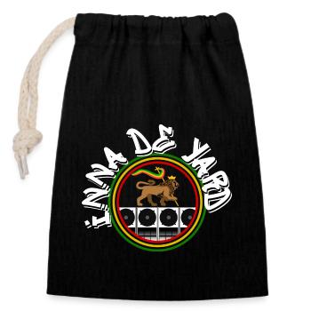 Reggae Soundsystem Lion - Verschließbarer Geschenkbeutel aus Baumwolle (14x20cm) - Schwarz - Vorne