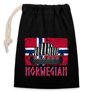 Norvège Norvégien Viking Vikings Fun Valhalla Odin - Sac cadeau en coton avec cordon (14 x 20 cm) - noir - Devant