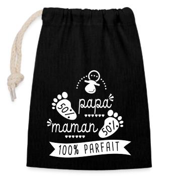 bébé naissance 100 parfait cadeau bébé annonce - Sac cadeau en coton avec cordon (14 x 20 cm) - noir - Devant