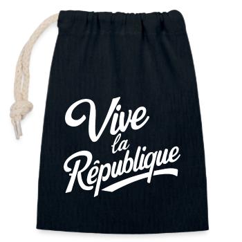 Vive la République - Sac cadeau en coton avec cordon (14 x 20 cm) - bleu marine - Devant