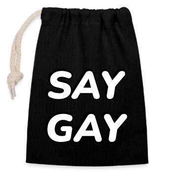 DITES GAY LGBTQ PRIDE - Sac cadeau en coton avec cordon (14 x 20 cm) - noir - Devant