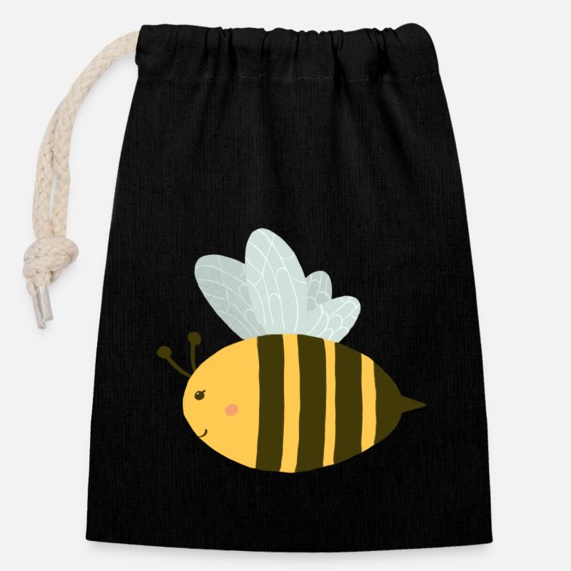 Abeille douce - Sac cadeau en coton avec cordon (14 x 20 cm) - noir