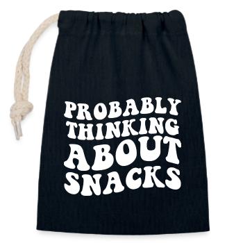 Retro Probably Thinking About Snacks funny eating - Sac cadeau en coton avec cordon (14 x 20 cm) - bleu marine - Devant
