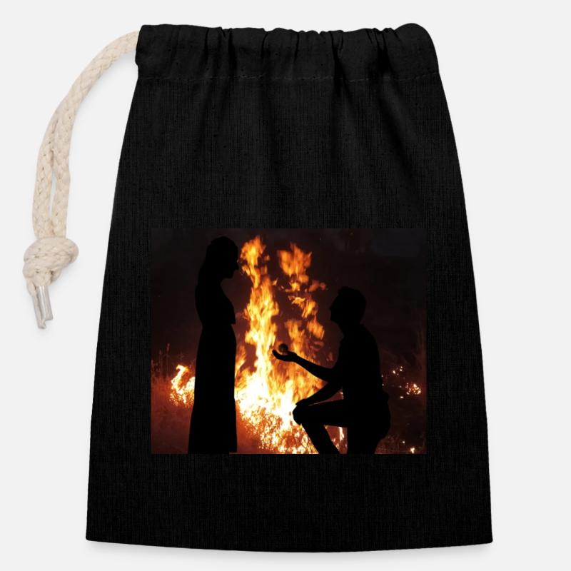 Express Love near Fire - Closable cotton gift bag (14x20cm) - black