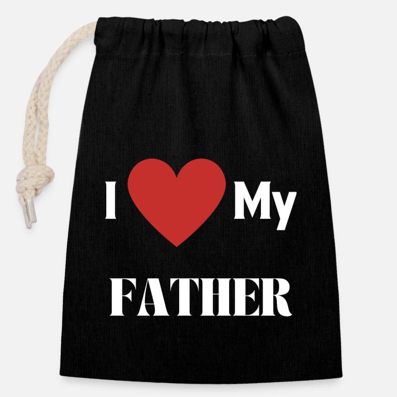 J’AIME MON PÈRE - Sac cadeau en coton avec cordon (14 x 20 cm) - noir